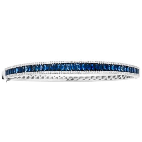 3.32 CARAT SAPPHIRE AND DIAMOND BRACELET 18KT WHITE GOLD