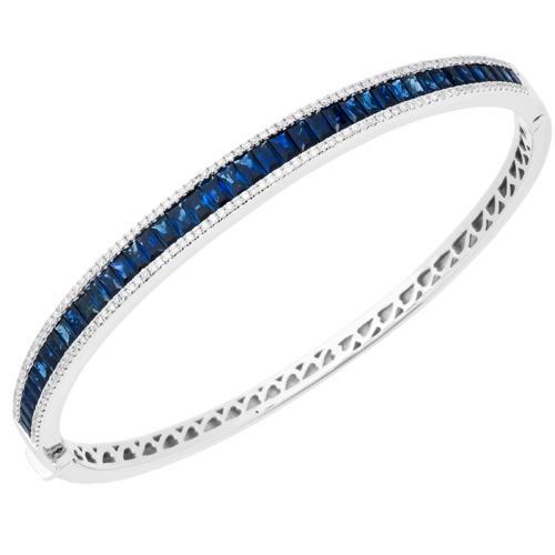 3.32 CARAT SAPPHIRE AND DIAMOND BRACELET 18KT WHITE GOLD