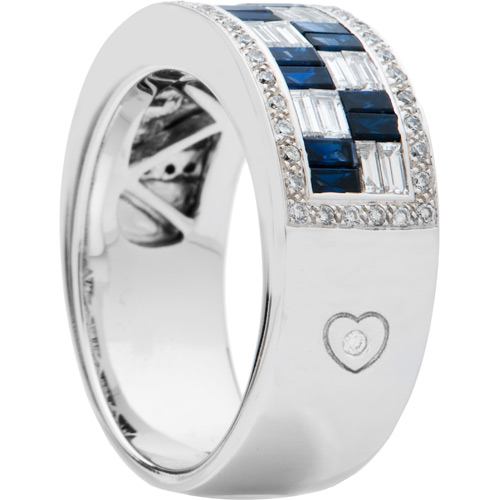 1.75 CARAT BAGUETTE CUT SAPPHIRE AND DIAMOND RING 18KT WHITE GOLD