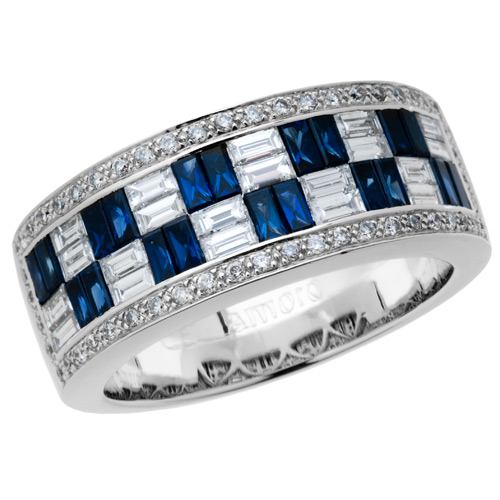 1.75 CARAT BAGUETTE CUT SAPPHIRE AND DIAMOND RING 18KT WHITE GOLD