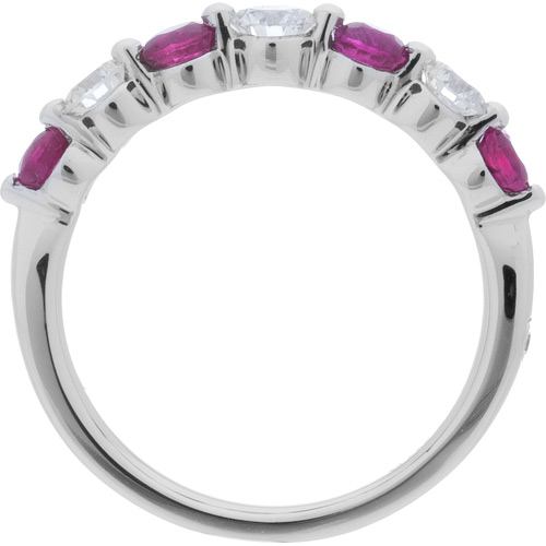 1.31 CARAT ROUND CUT RUBY AND DIAMOND BAND 18KT WHITE GOLD