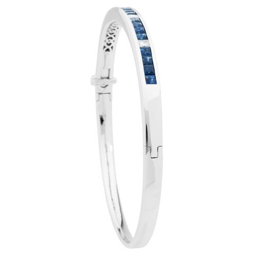 3.89 CARAT SAPPHIRE AND DIAMOND BANGLE 18KT WHITE GOLD