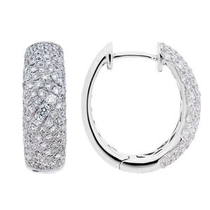 1.25 Carat Round Cut Diamond Hoop Earrings 18Kt White Gold