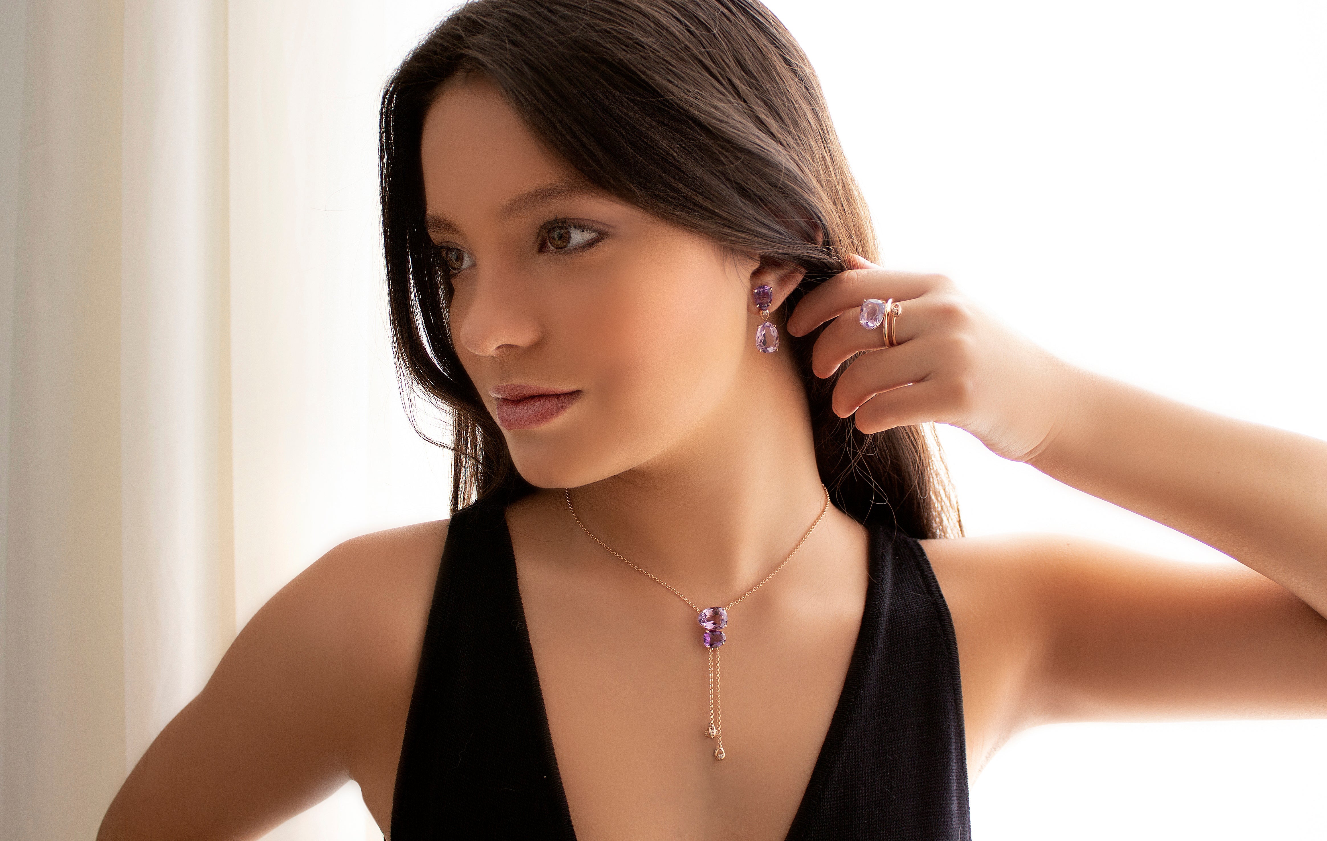 18K Pink Amethyst & Amethyst Necklace