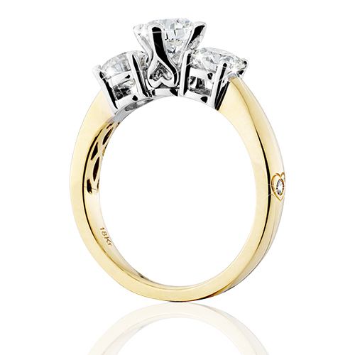 1.51 CARAT ROUND BRILLIANT ETERNITYMARK THREE STONE DIAMOND RING 18KT YELLOW GOLD