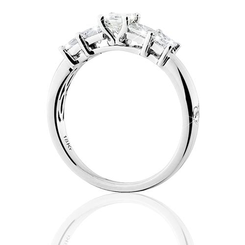 1 CARAT PRINCESS CUT ETERNITYMARK FIVE STONE DIAMOND RING 18 KARAT WHITE GOLD