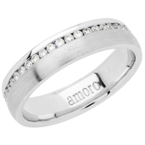 0.39 CARAT ROUND BRILLIANT DIAMOND ETERNITY RING 18KT BRUSHED WHITE GOLD