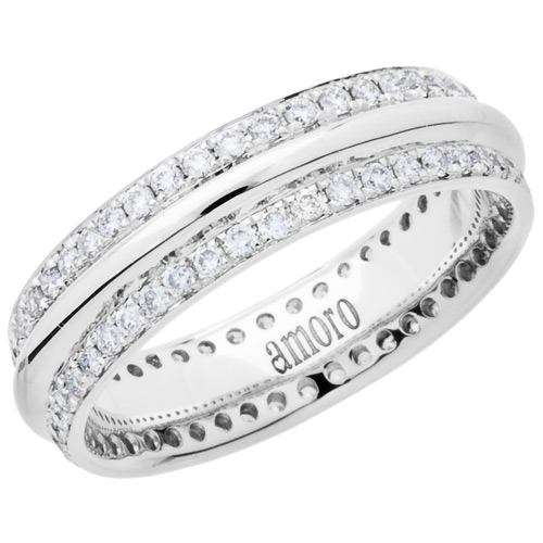 0.53 CARAT ROUND BRILLIANT DIAMOND ETERNITY RING 18KT WHITE GOLD