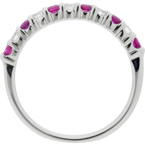 0.66 CARAT ROUND CUT RUBY AND DIAMOND BAND 18KT WHITE GOLD