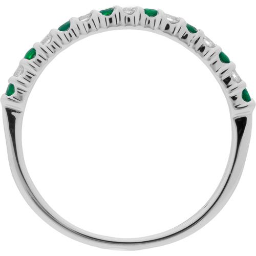 0.28 CARAT ROUND CUT EMERALD AND DIAMOND BAND 18KT WHITE GOLD