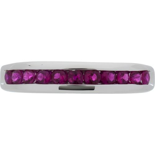 0.77 CARAT ROUND CUT RUBY BAND 18KT WHITE GOLD