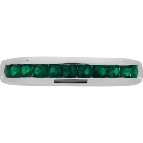 0.66 CARAT ROUND CUT EMERALD BAND 18KT WHITE GOLD