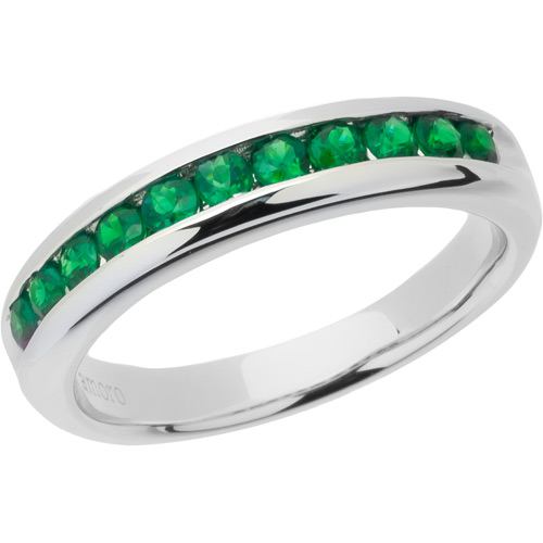 0.66 CARAT ROUND CUT EMERALD BAND 18KT WHITE GOLD