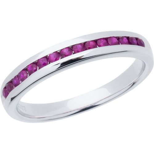 0.30 CARAT ROUND CUT RUBY BAND 18KT WHITE GOLD