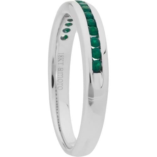 0.30 CARAT ROUND CUT EMERALD BAND 18KT WHITE GOLD