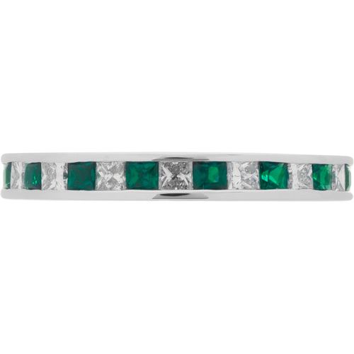 1.67 CARAT SQUARE CUT EMERALD AND DIAMOND ETERNITY BAND 18KT WHITE GOLD