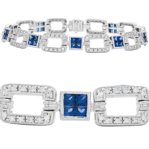 4.90 CARAT SAPPHIRE AND DIAMOND BRACELET 18KT WHITE GOLD