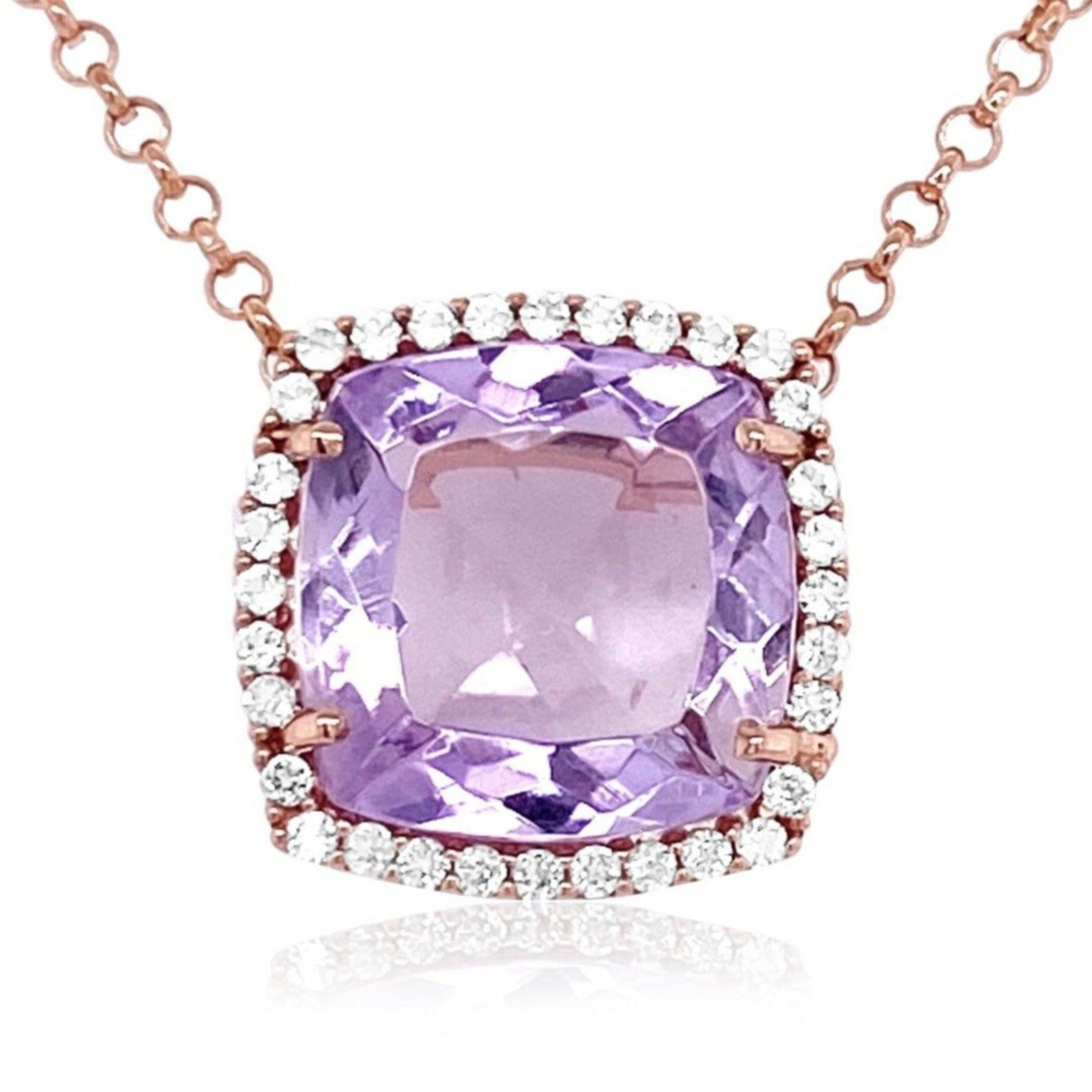 DEUX Necklace (1145) - Pink Amethyst / RG