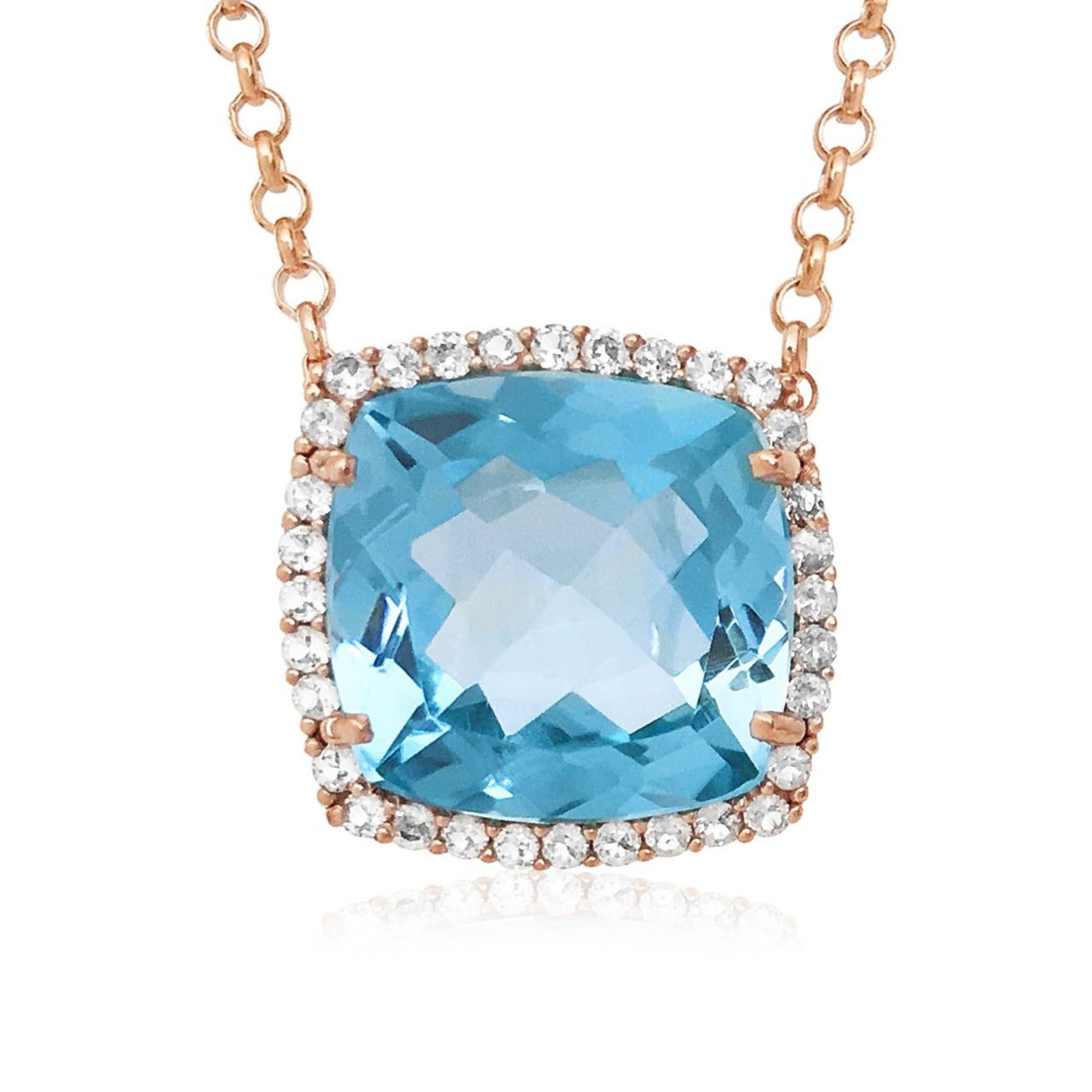 DEUX Necklace (1145) - Blue Topaz / RG