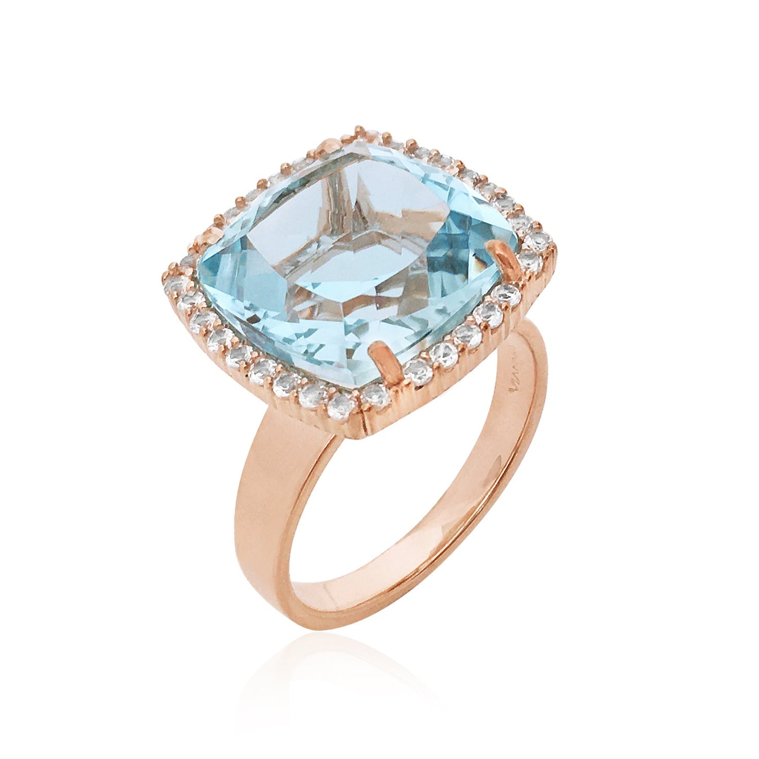 DEUX Ring (1145) - Blue Topaz / RG