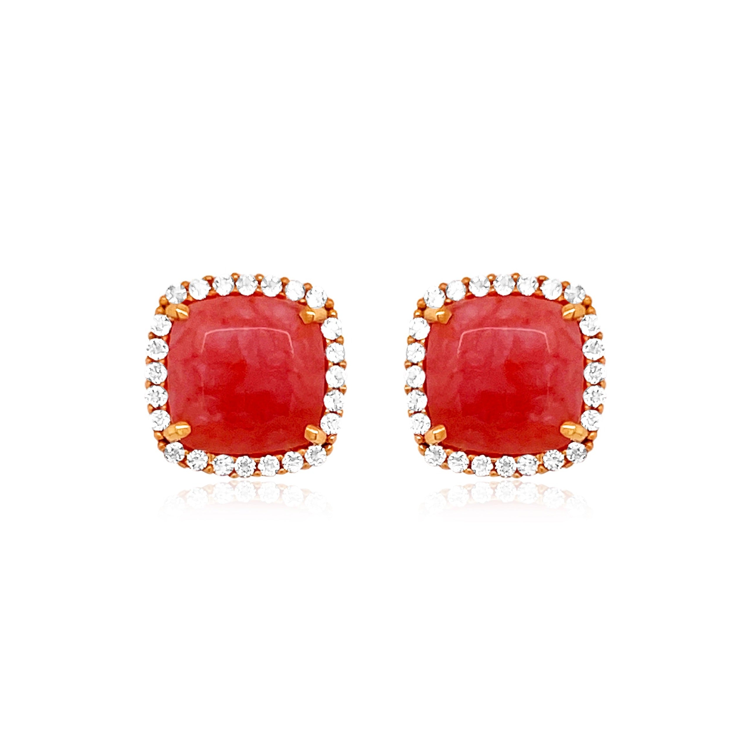 DEUX Earrings (1145) - Rose Chalcedony / RG