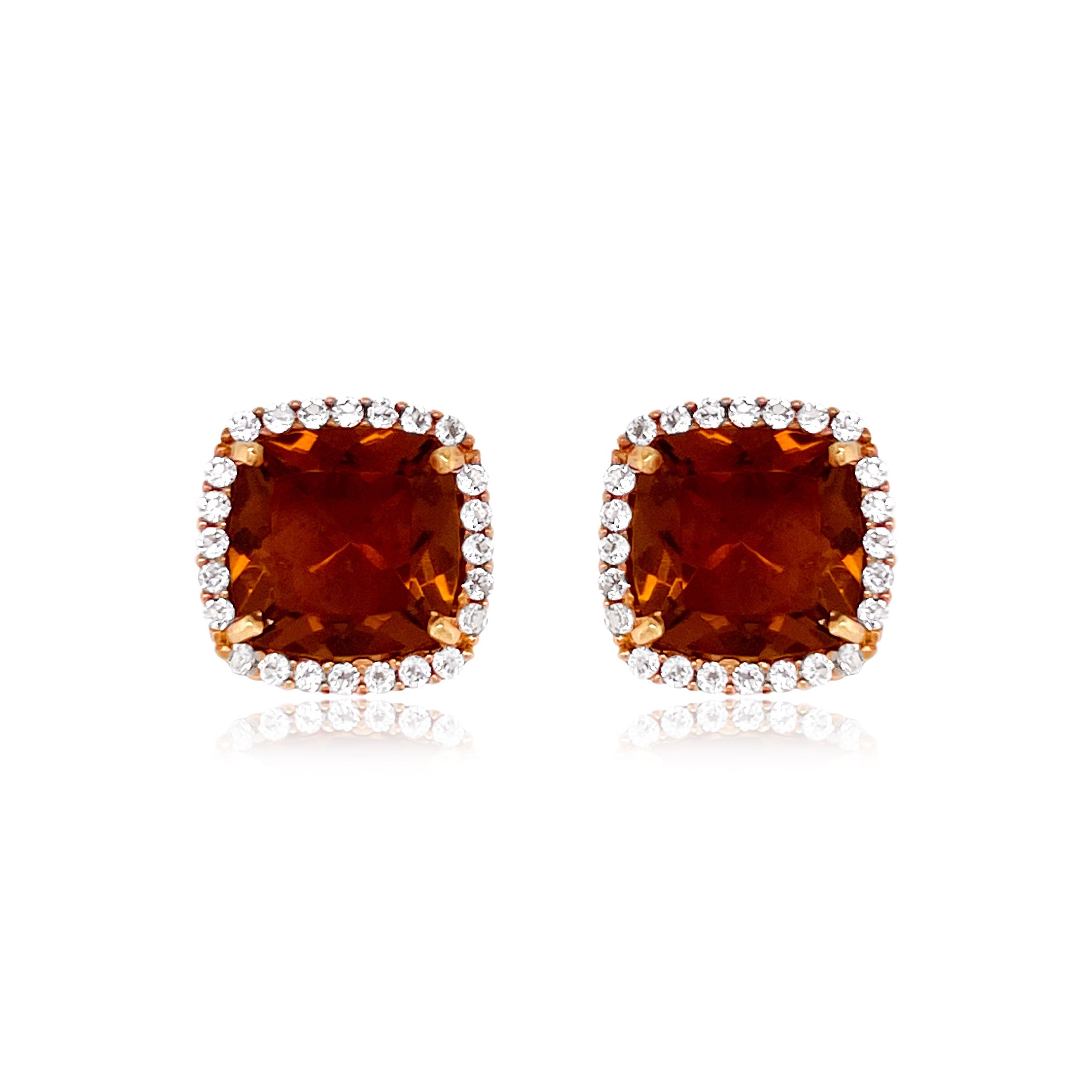 DEUX Earrings (1145) - Whisky Citrine / YG