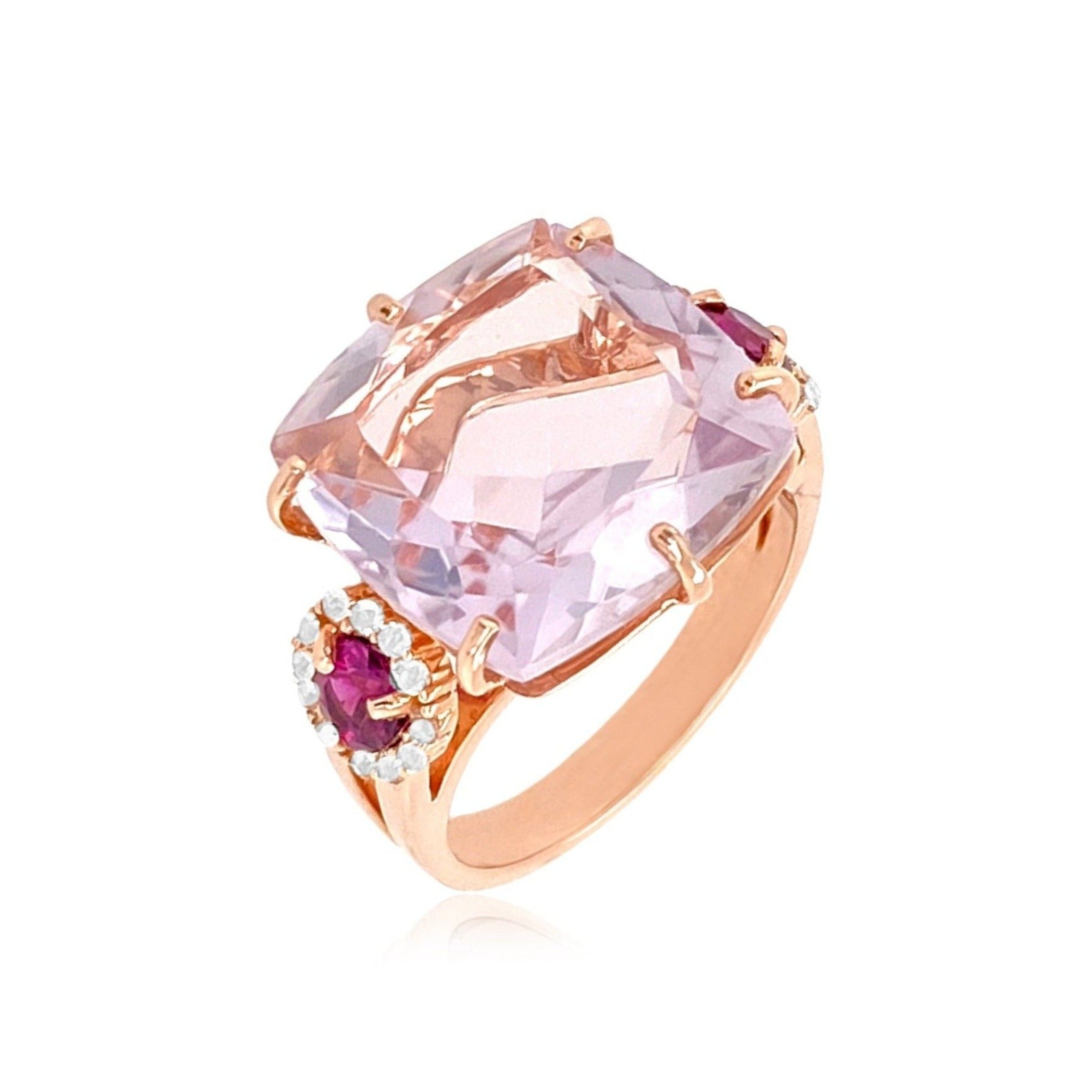 DEUX Ring (1145) - Pink Amethyst, Rhodolite / RG