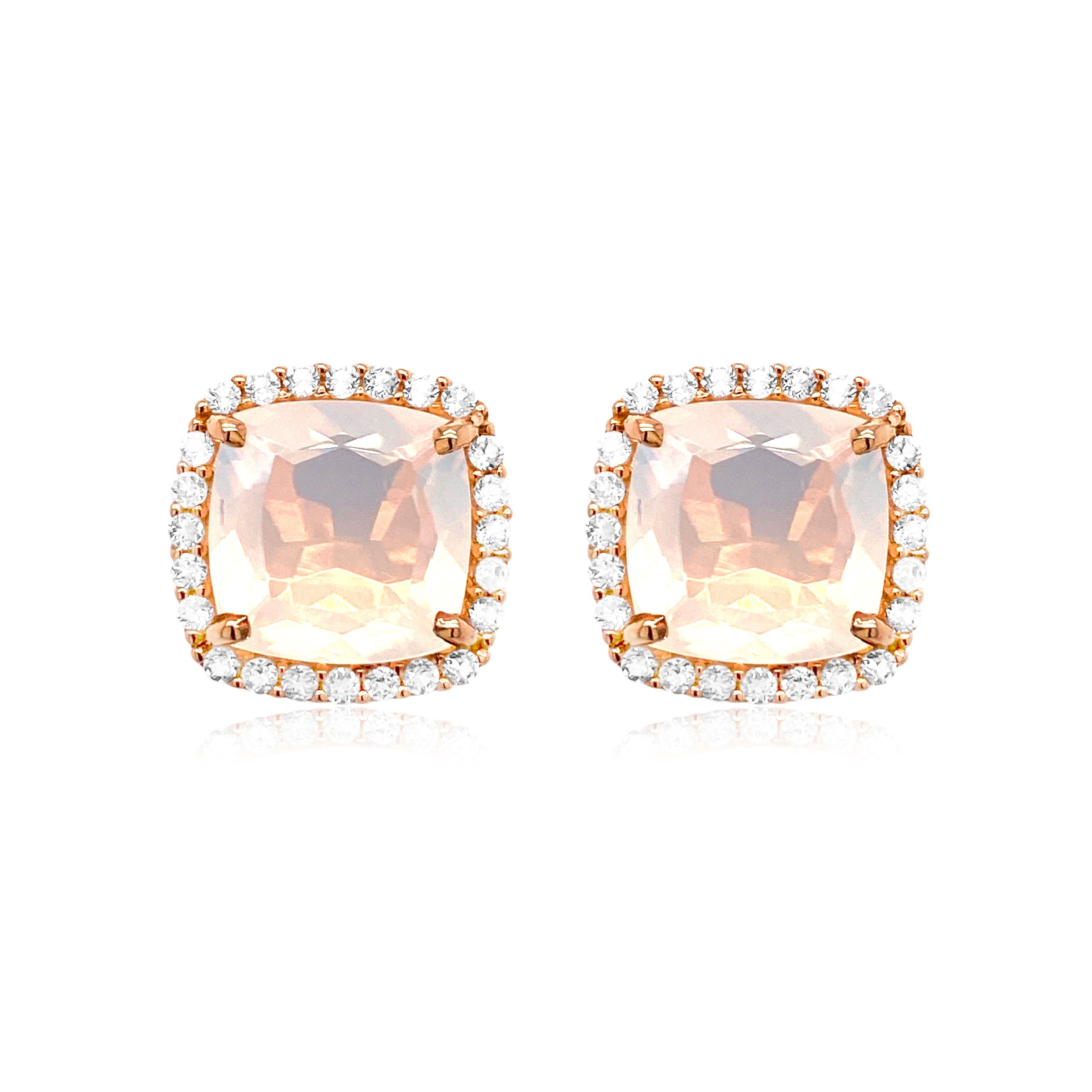 DEUX Earrings (1145) - Opal Quartz / RG