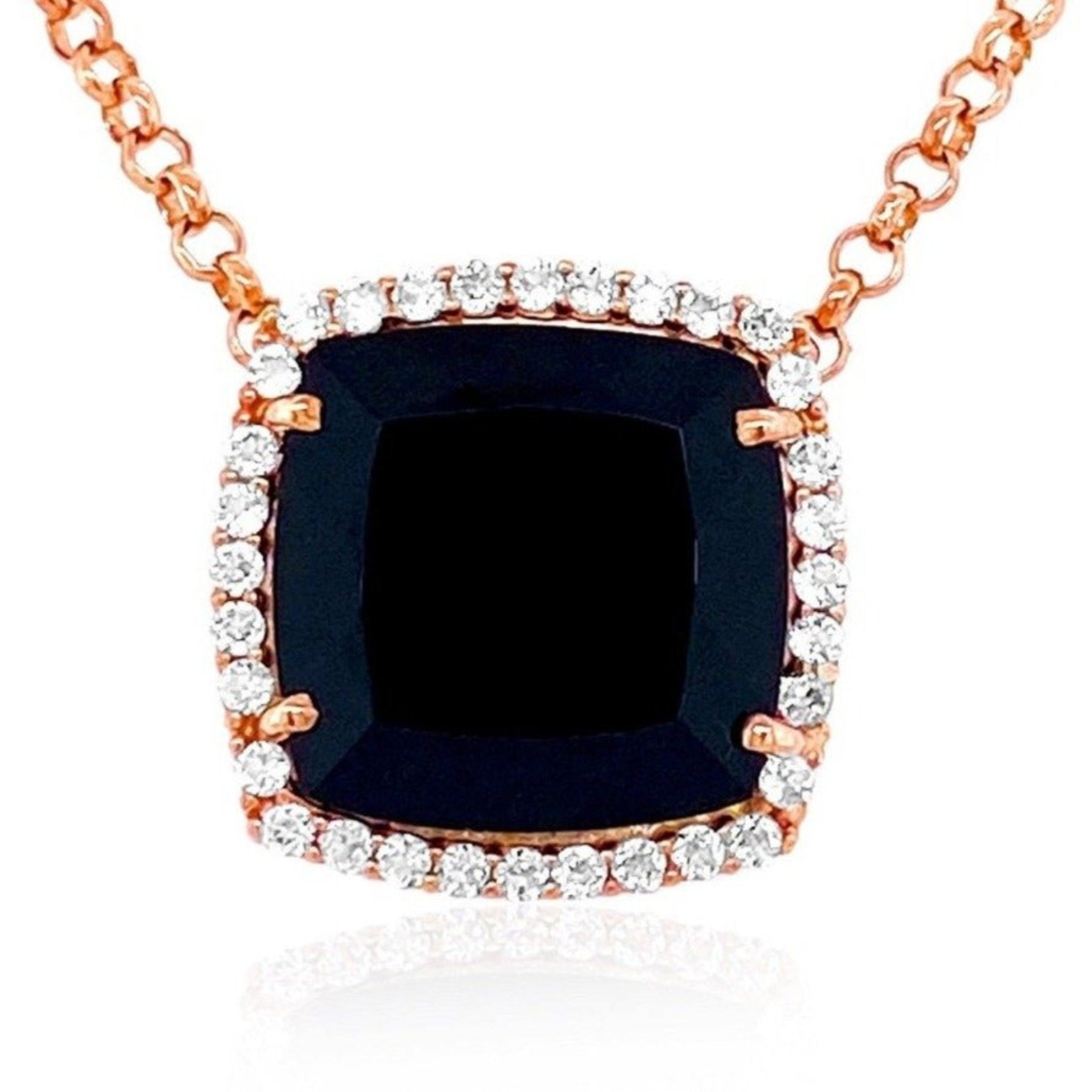 DEUX Necklace (1145) - Black Quartz / RG