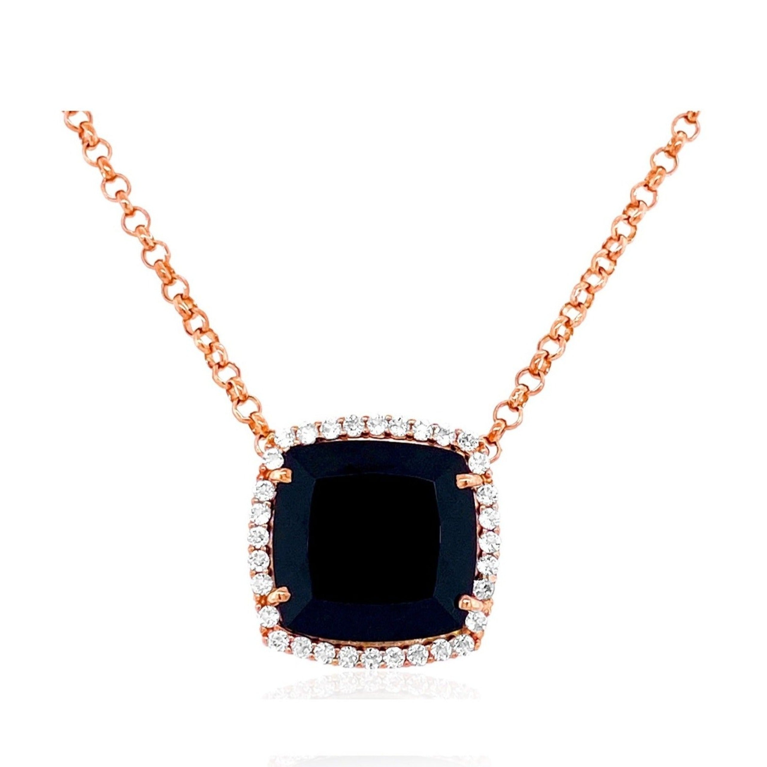 DEUX Necklace (1145) - Black Quartz / RG