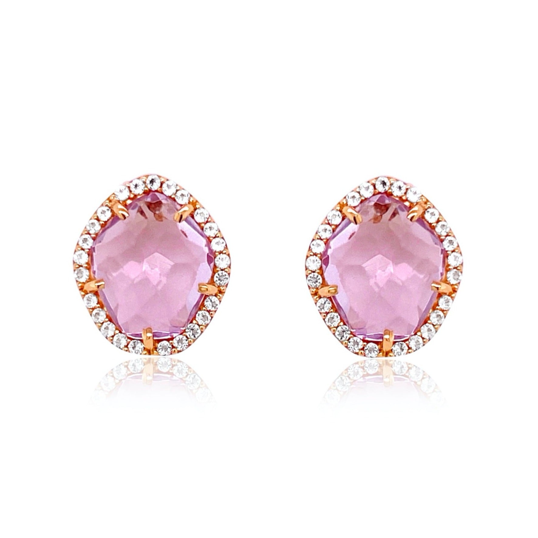 PANORAMA Earrings (1260) - Pink Amethyst / RG