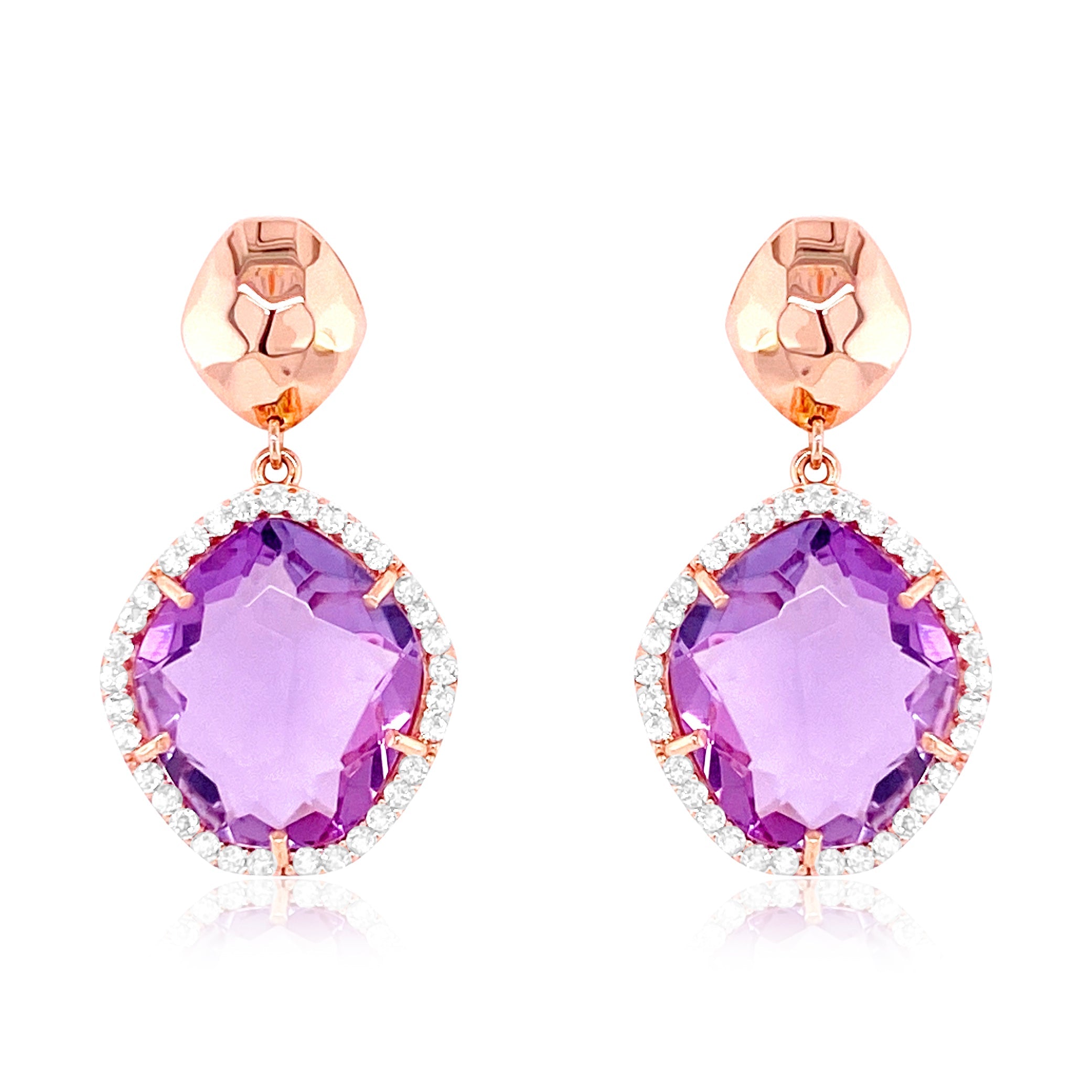 PANORAMA Earrings (1260) -  Pink Amethyst / RG