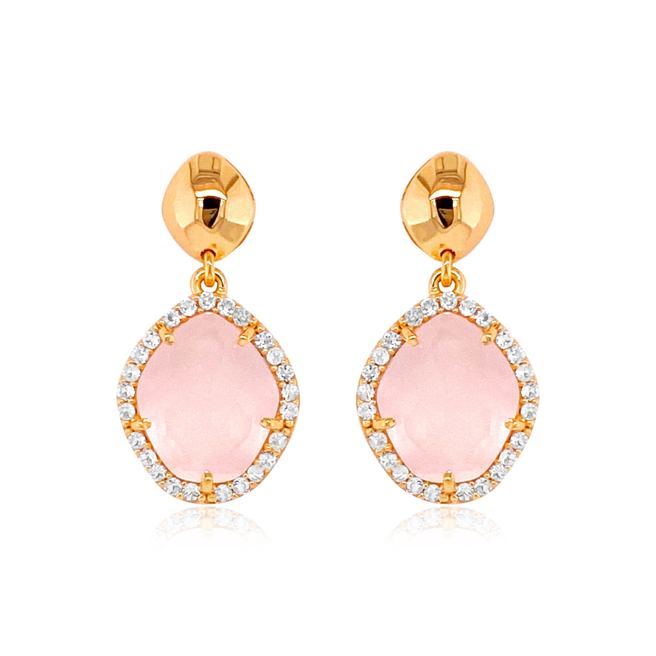 PANORAMA Earrings (1260) - Rose Quartz / YG