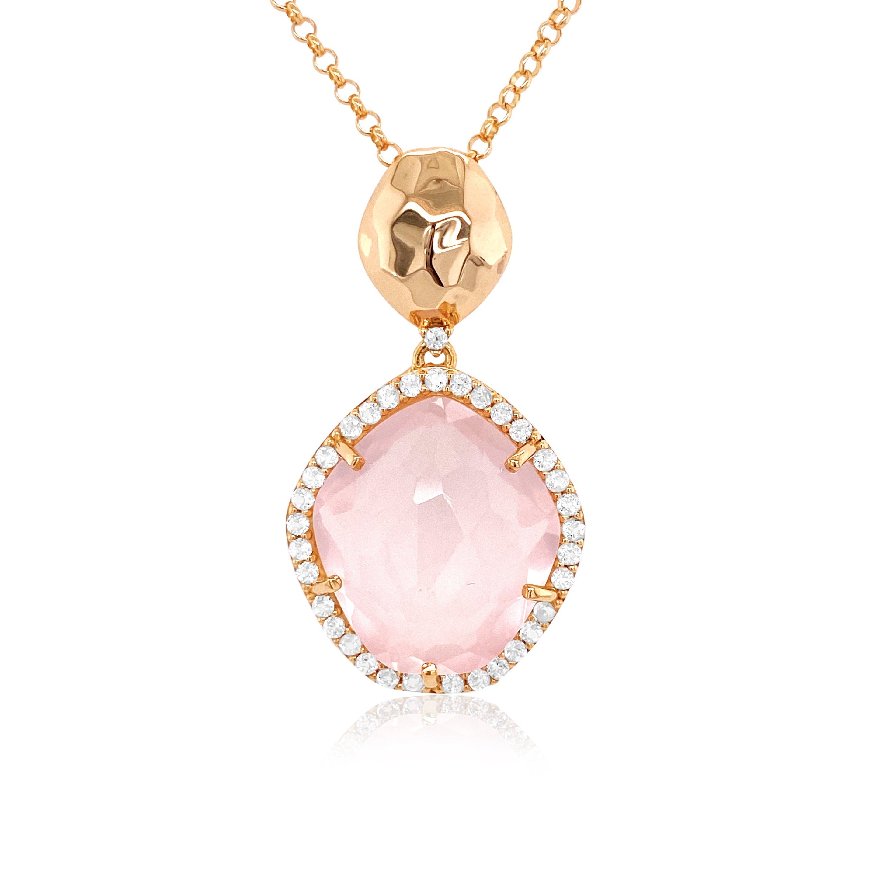 PANORAMA Necklace (1260) - Rose Quartz / YG