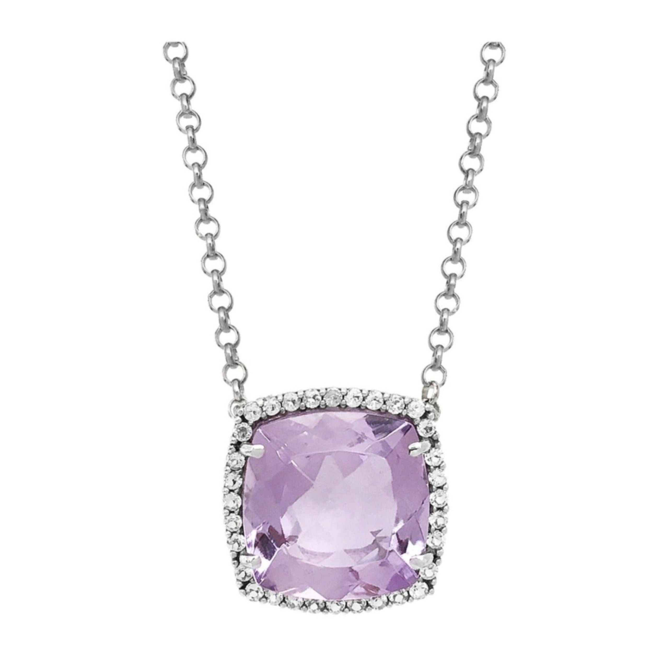 DEUX Necklace (1145) - Pink Amethyst /  SS