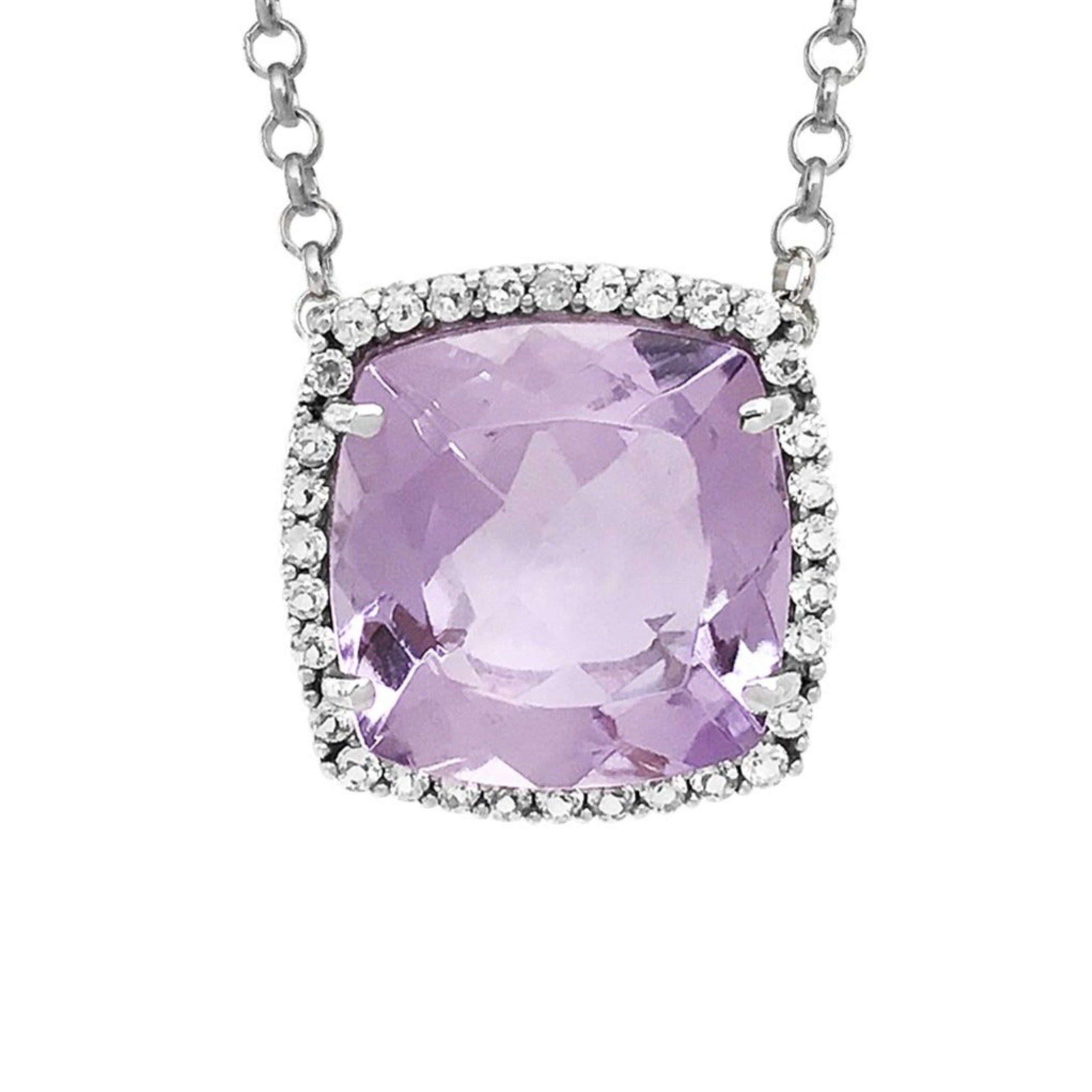 DEUX Necklace (1145) - Pink Amethyst /  SS