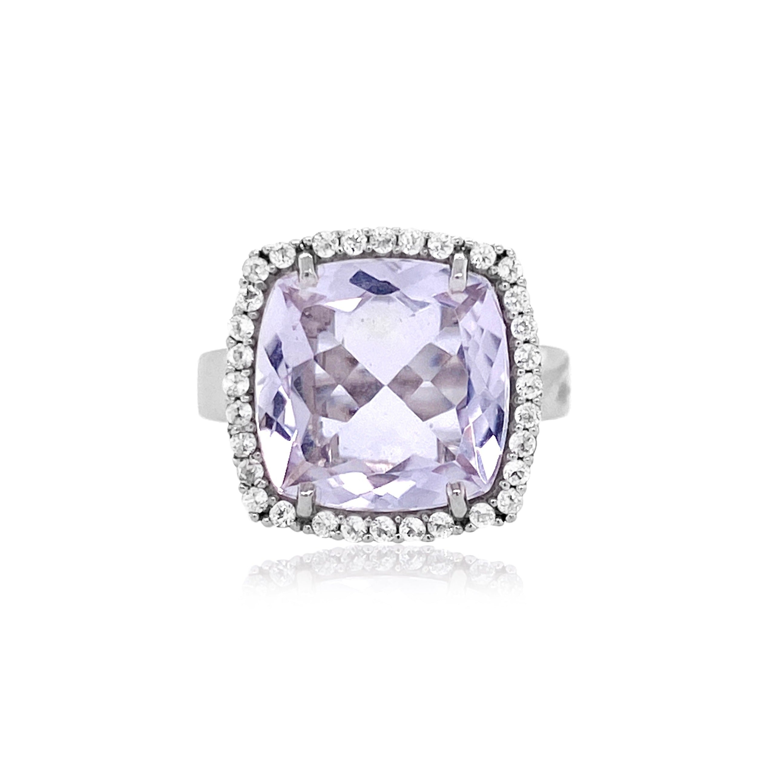 DEUX Ring (1145) - Pink Amethyst /  SS