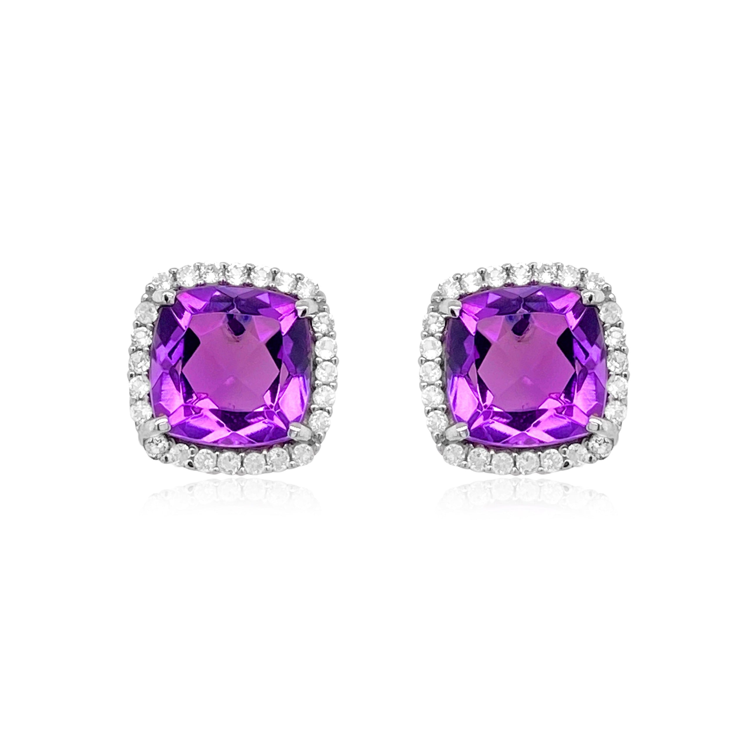 DEUX Earrings (1145) - Amethyst /  SS