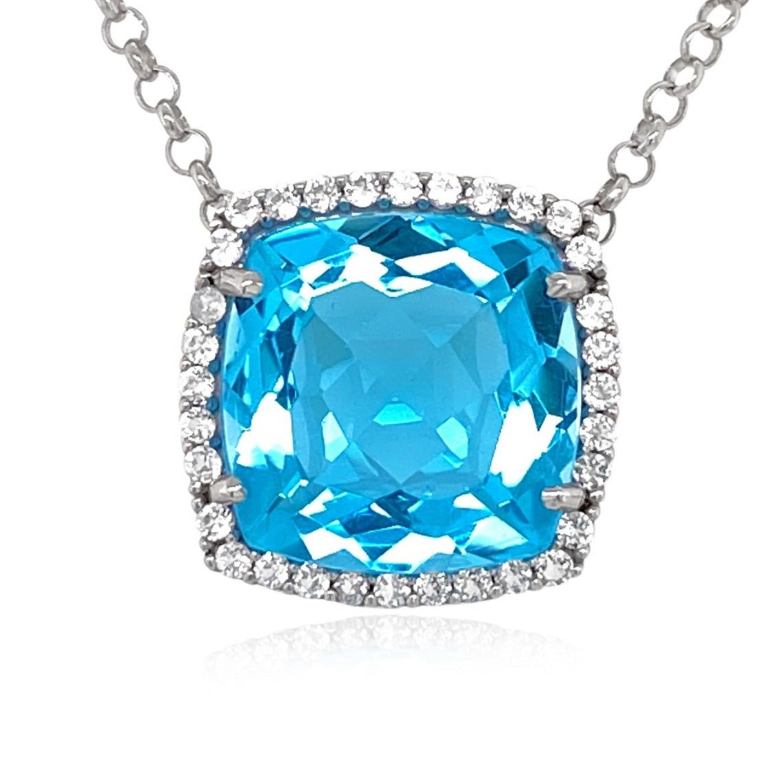 DEUX Necklace (1145) - Blue Topaz / SS