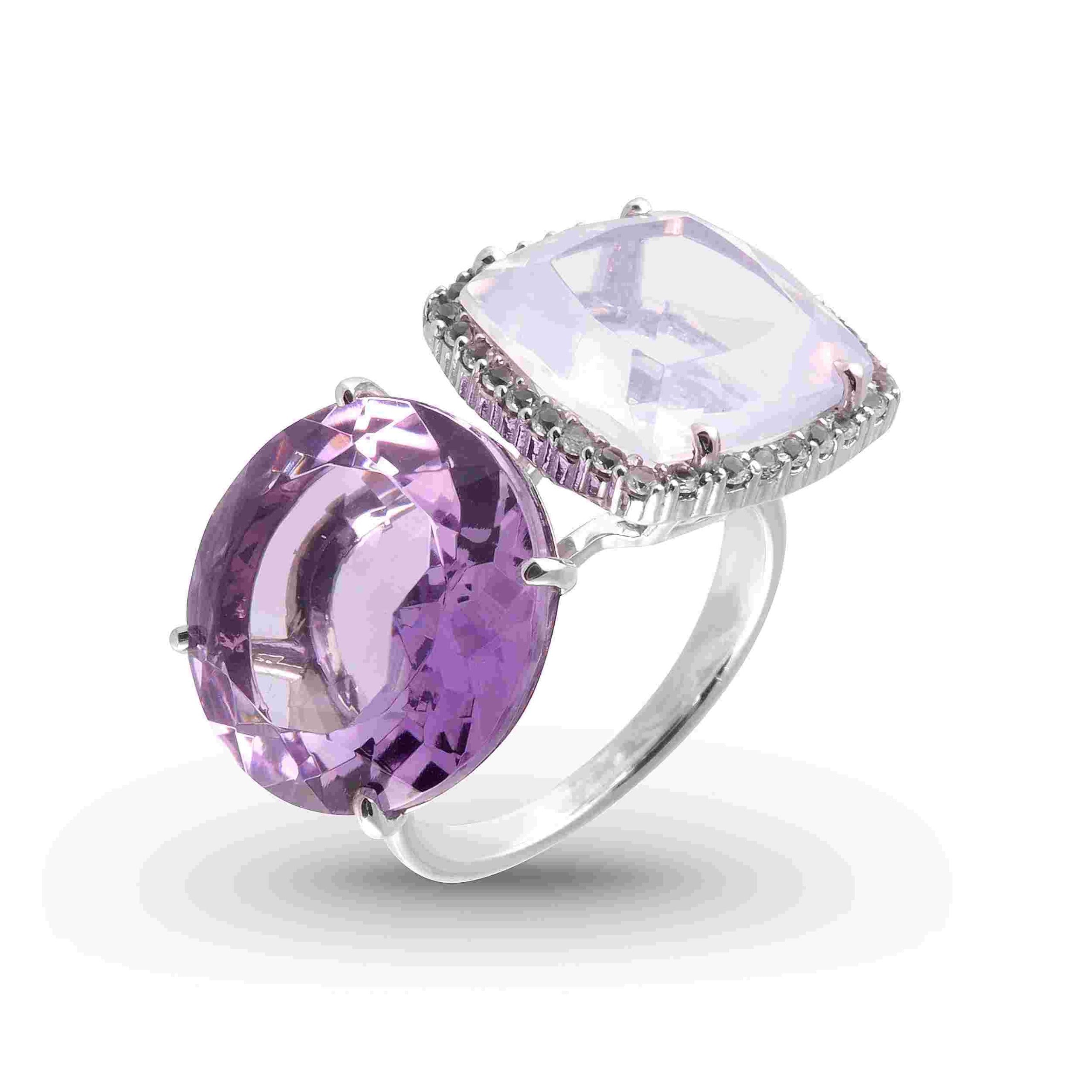 DEUX Ring (1145) - Amethyst, Lilac Opal Amethyst / SS