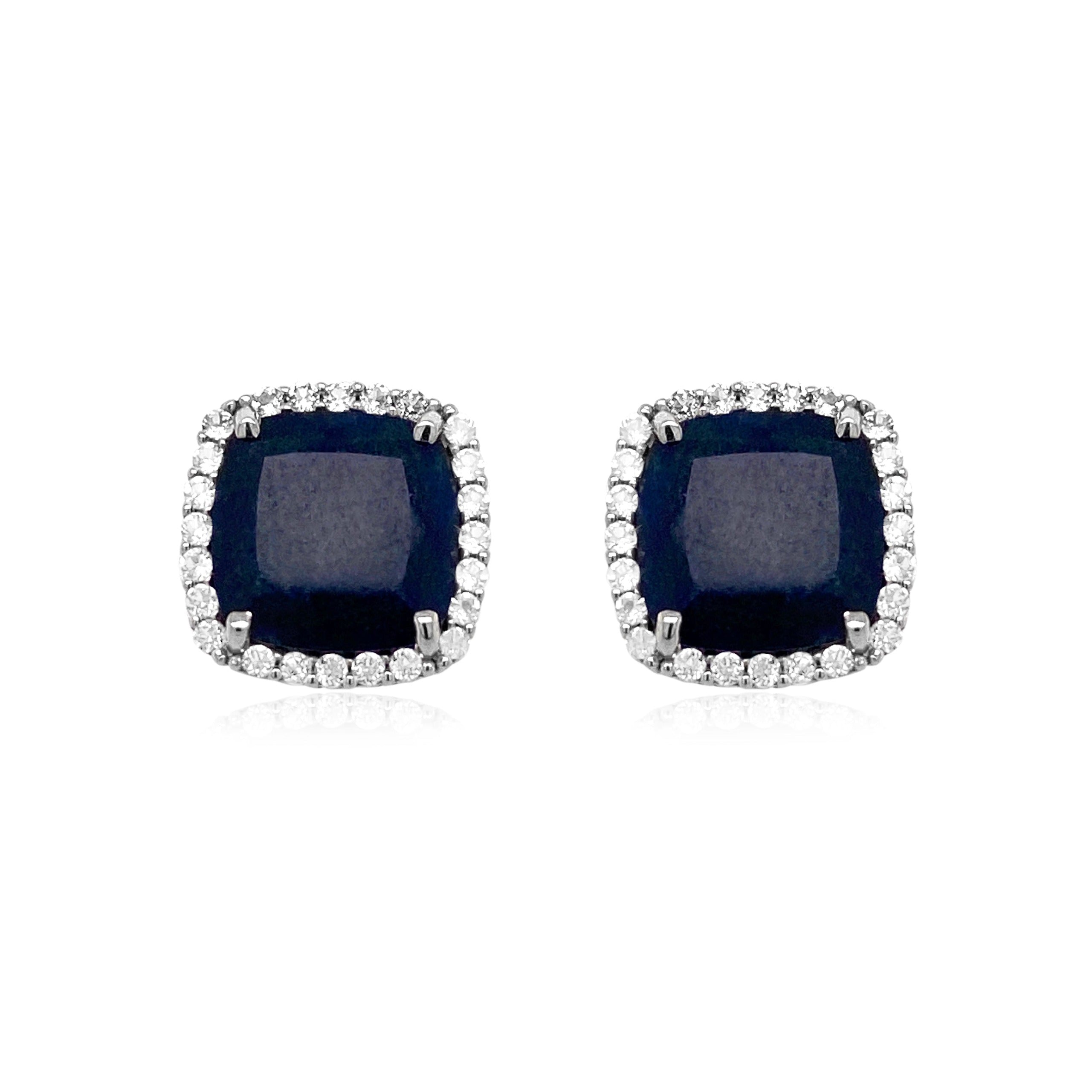 DEUX Earrings (1145) - Navy Blue Quartz /  SS