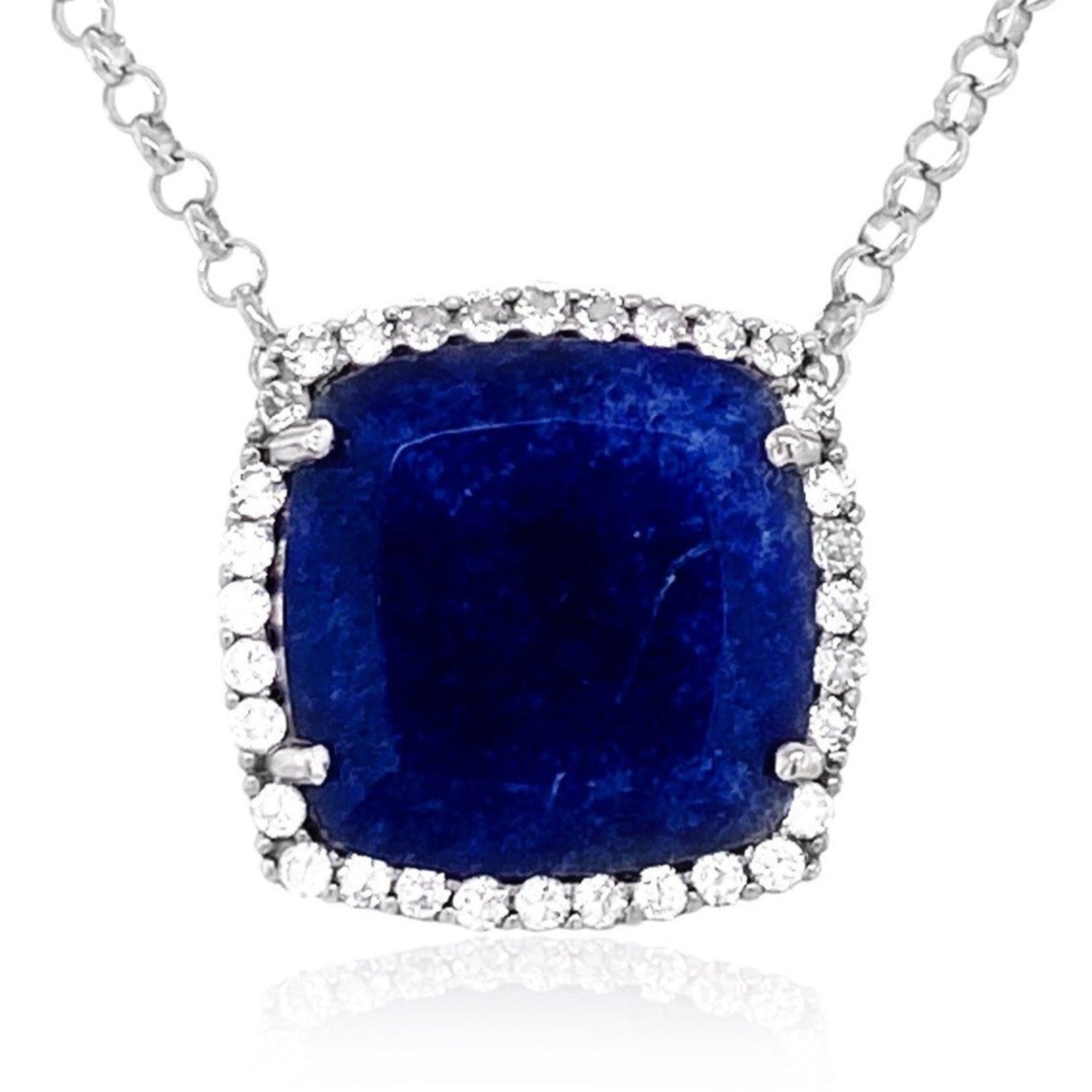 DEUX Necklace (1145) - Navy Blue Quartz / SS