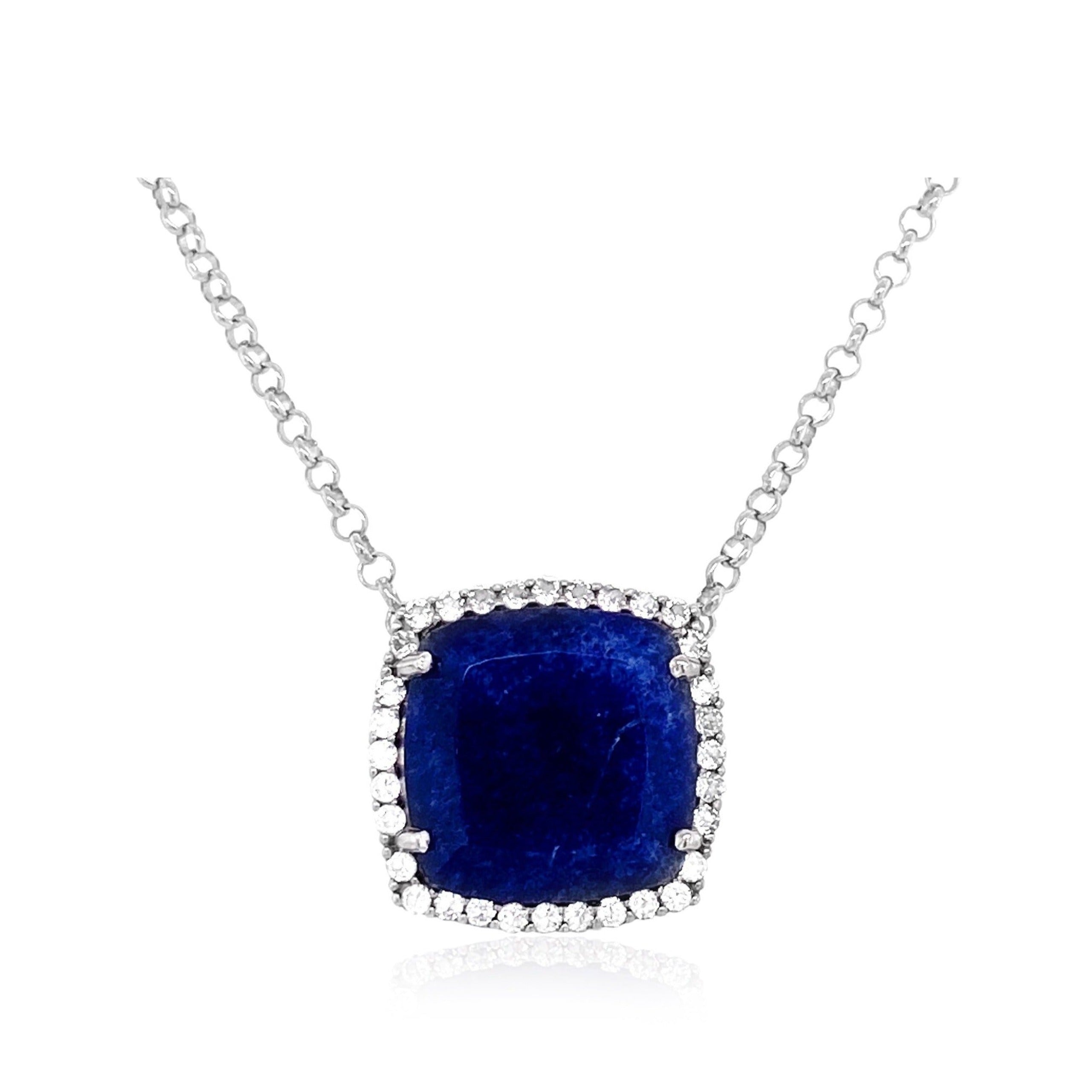 DEUX Necklace (1145) - Navy Blue Quartz / SS