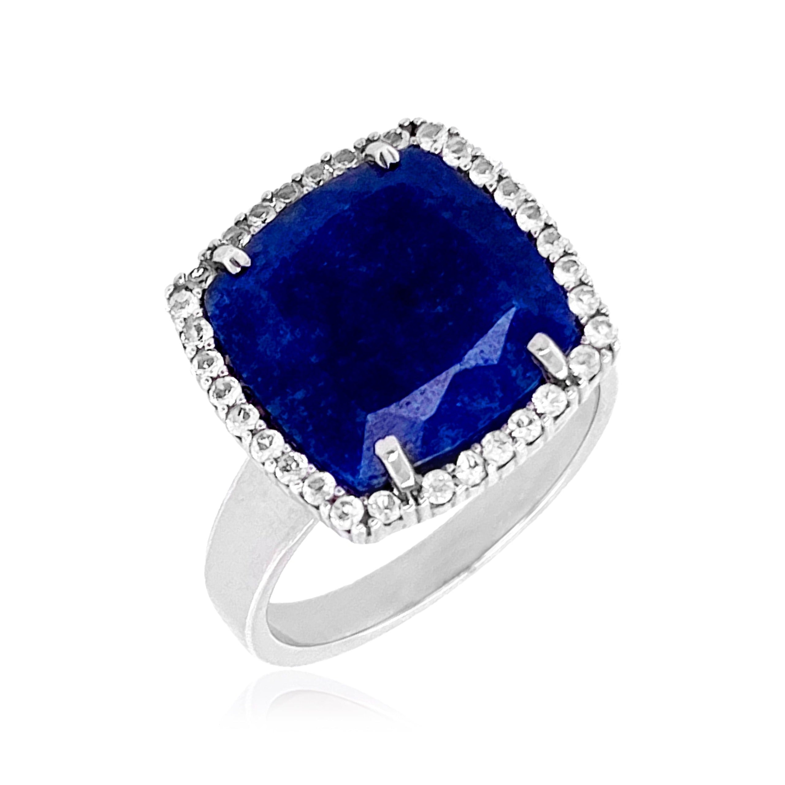 DEUX Ring (1145) - Navy Blue Quartz /  SS