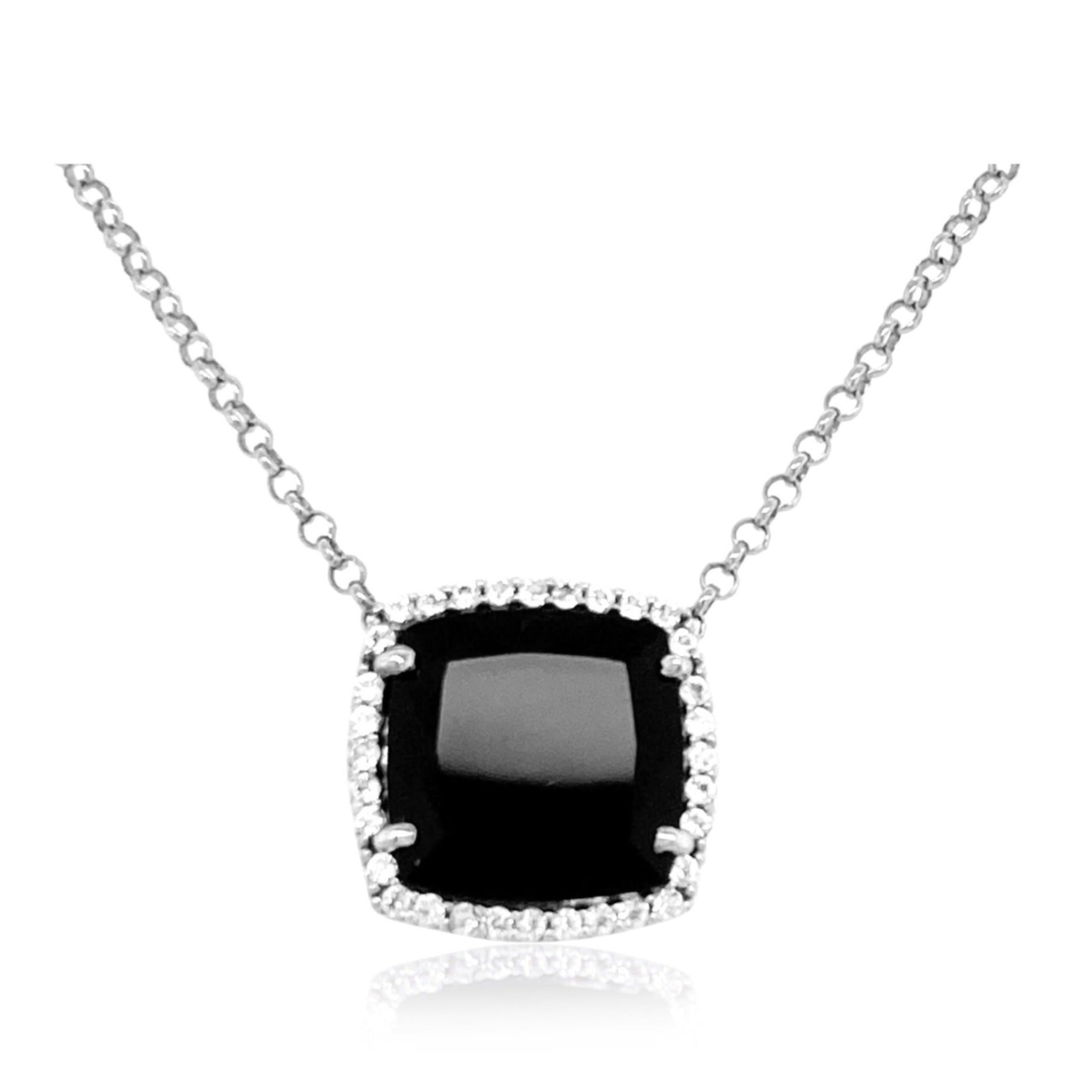 DEUX Necklace (1145) - Black Quartz / SS