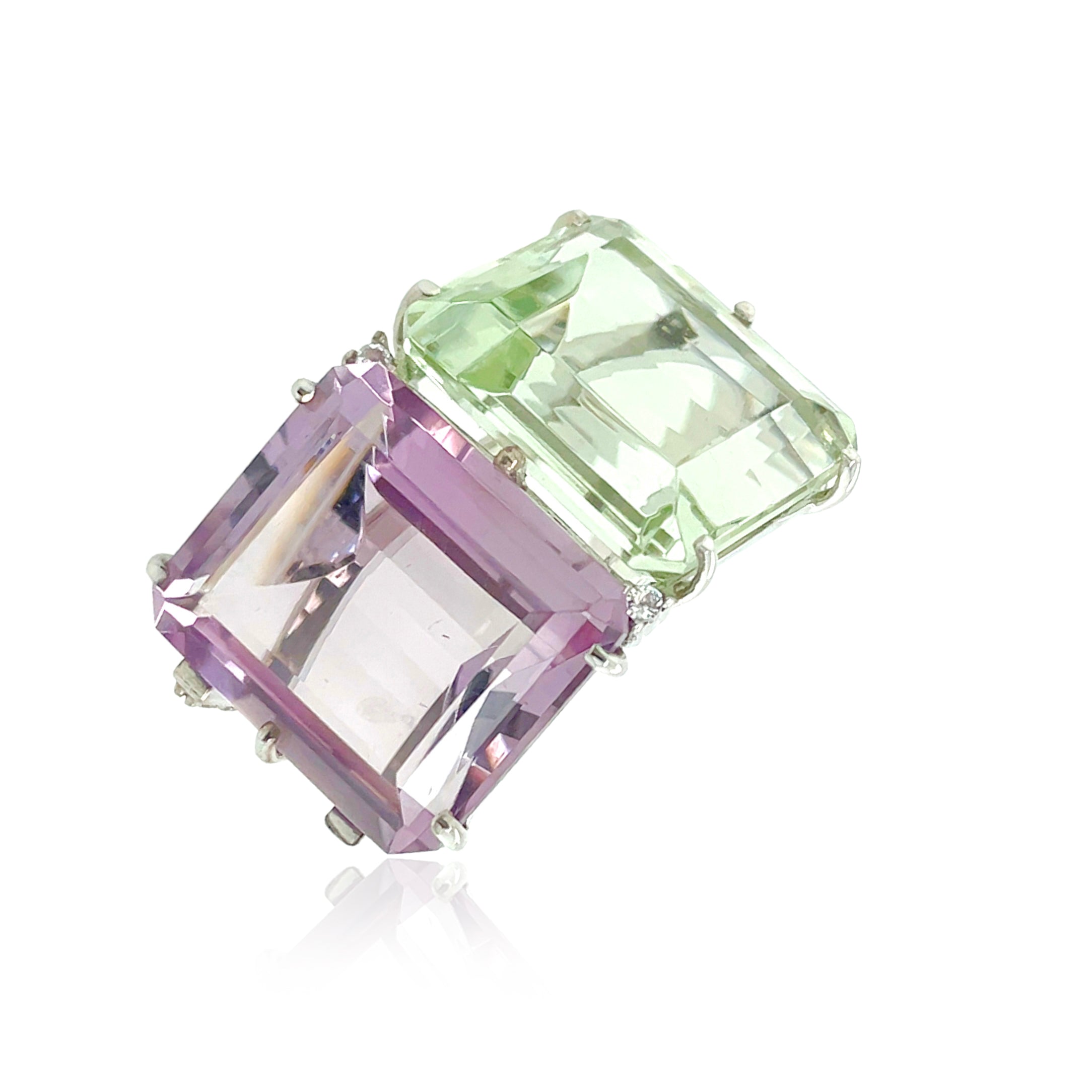 COLUNA Ring (1156) - Prasiolite, Pink Amethyst / SS