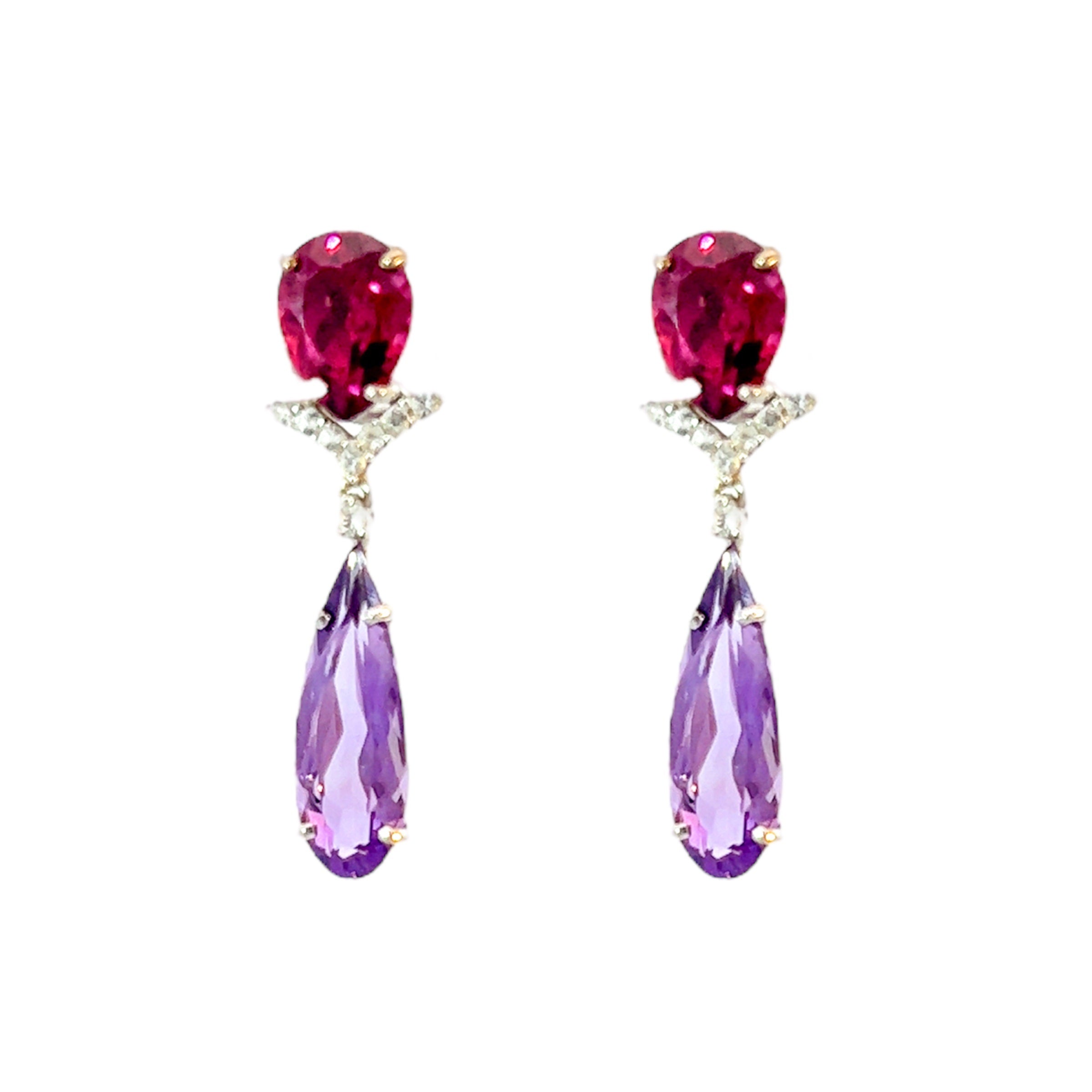 VILLA RICA Earrings (1213) - Amethyst, Rhodolite / SS