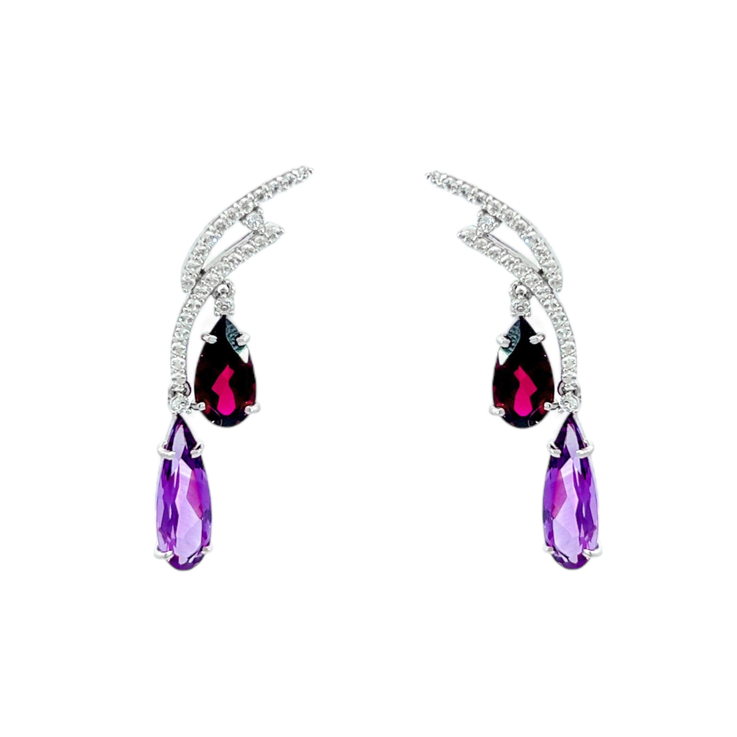 VILLA RICA Earrings (1213) - Amethyst, Rhodolite / SS