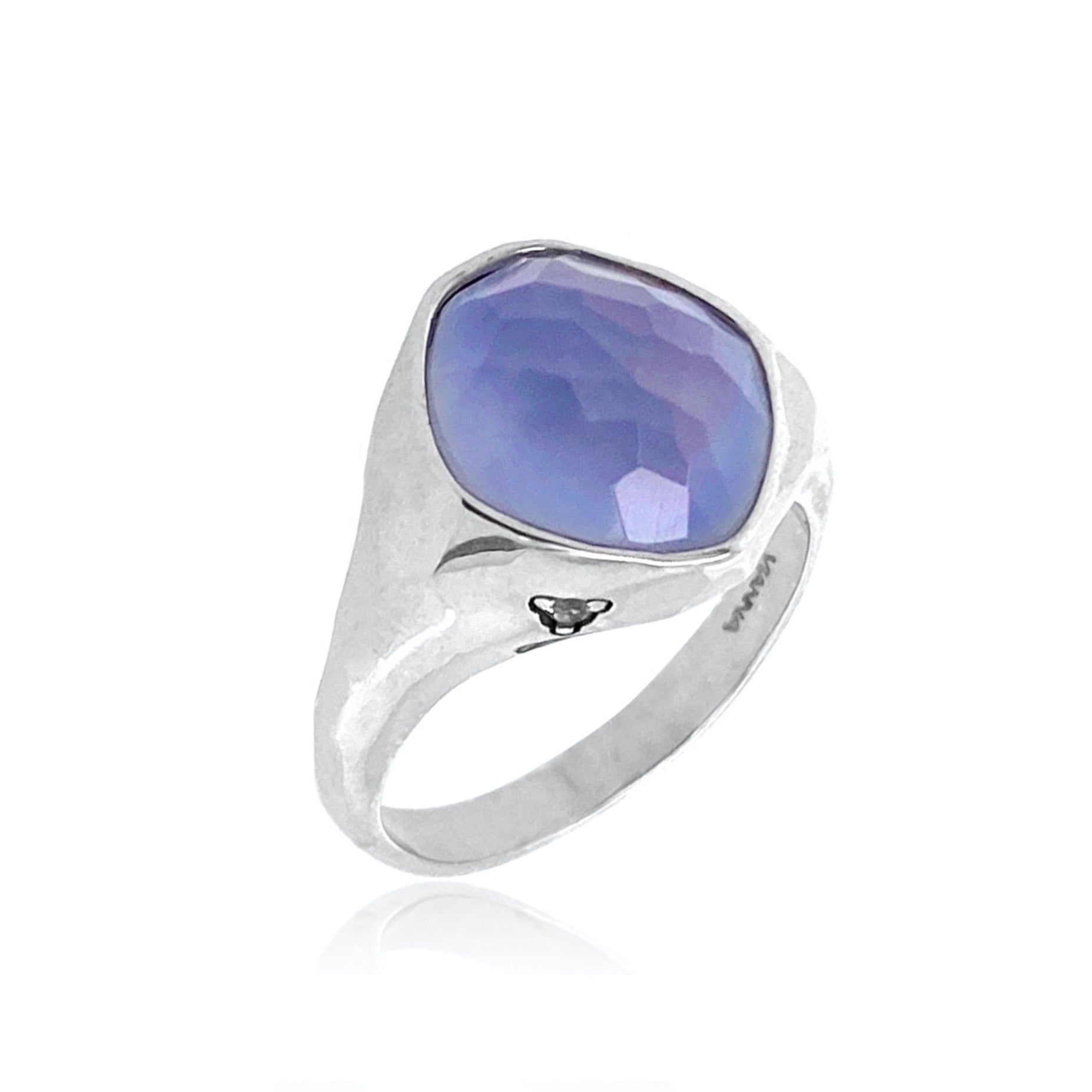 PANORAMA Ring (1260) -  Blue Chalcedony / SS