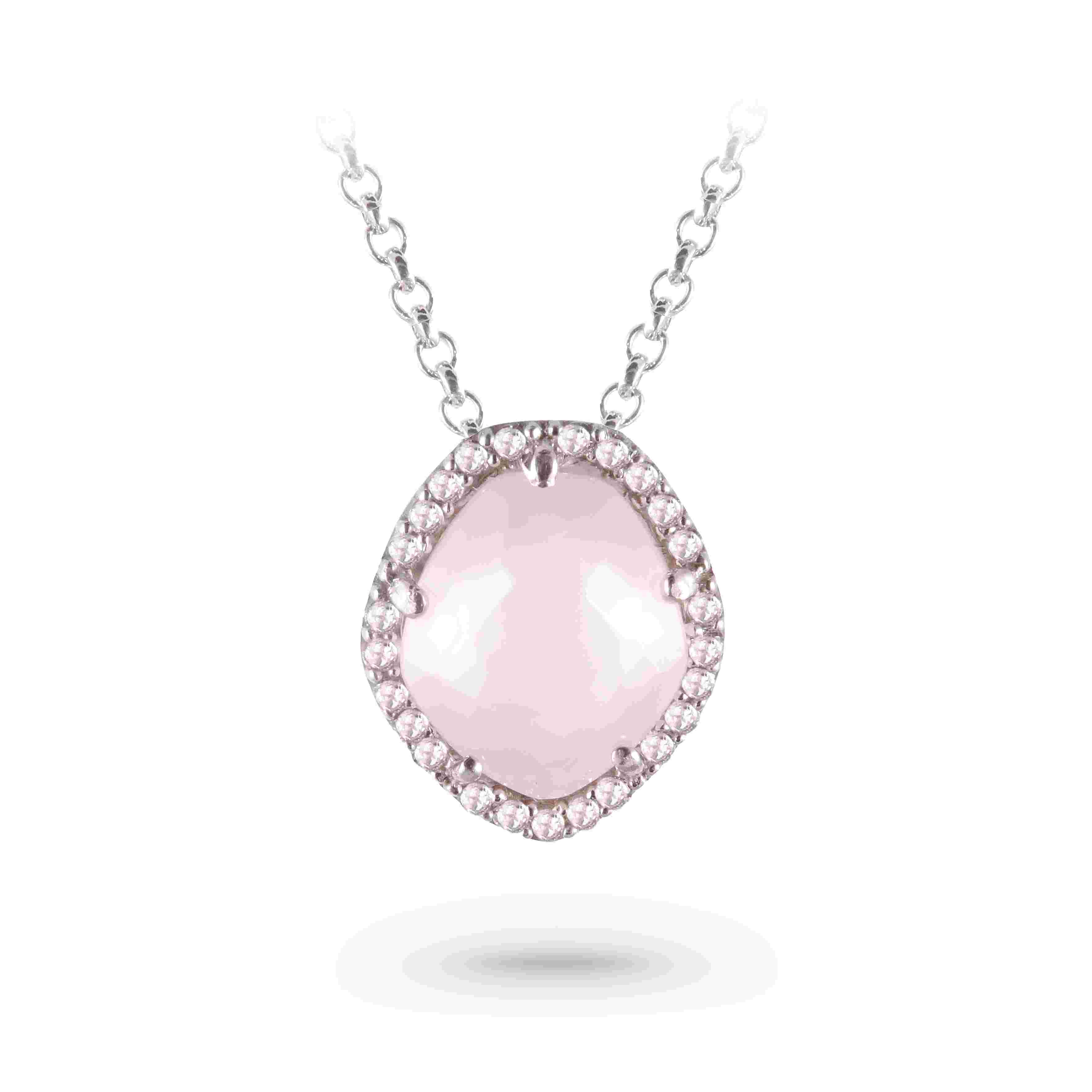 PANORAMA Necklace (1260) - Rose Quartz / SS